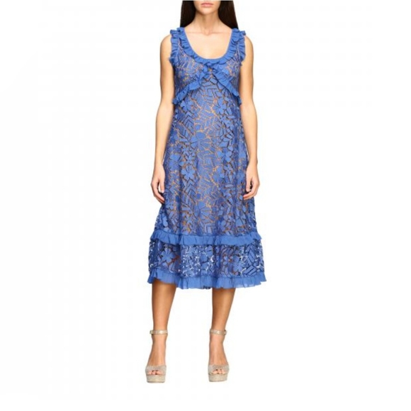 NWT Michael Kors blue lace midi dress size L - Picture 4 of 8